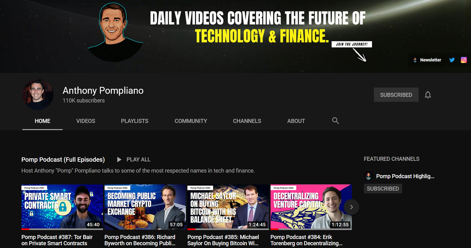 anthony pompliano youtube channel