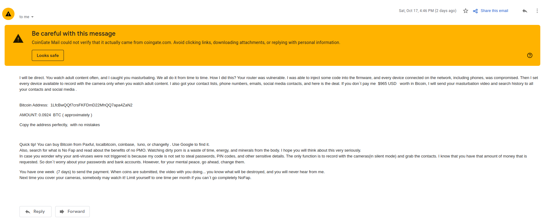 this is how a bitcoin scam phishing email looks like
