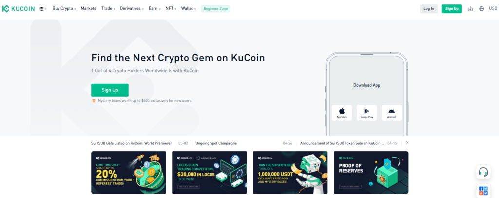 kucoin kriptografinių mainai